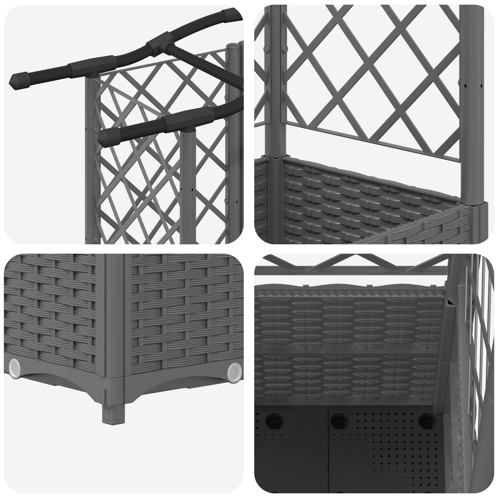 Verhoogd Bed met Trellis en Dak Lichtgrijs 204 x 40 x 138 cm PP image 6