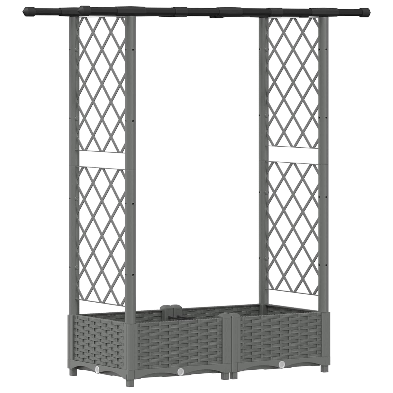 Verhoogd Bed met Trellis en Dak Lichtgrijs 122,5 x 40 x 121 cm image 2