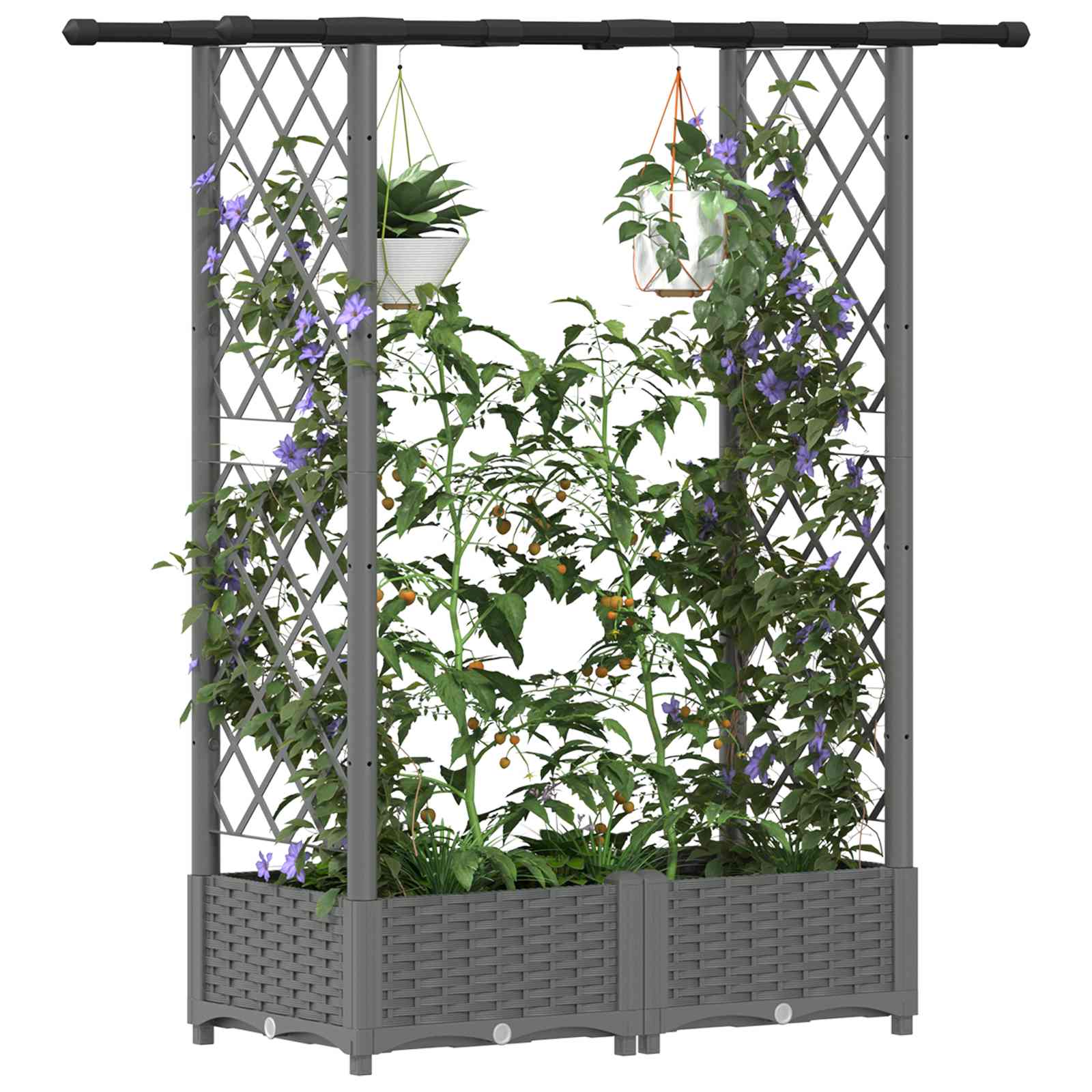 Verhoogd Bed met Trellis en Dak Lichtgrijs 122,5 x 40 x 121 cm image 3