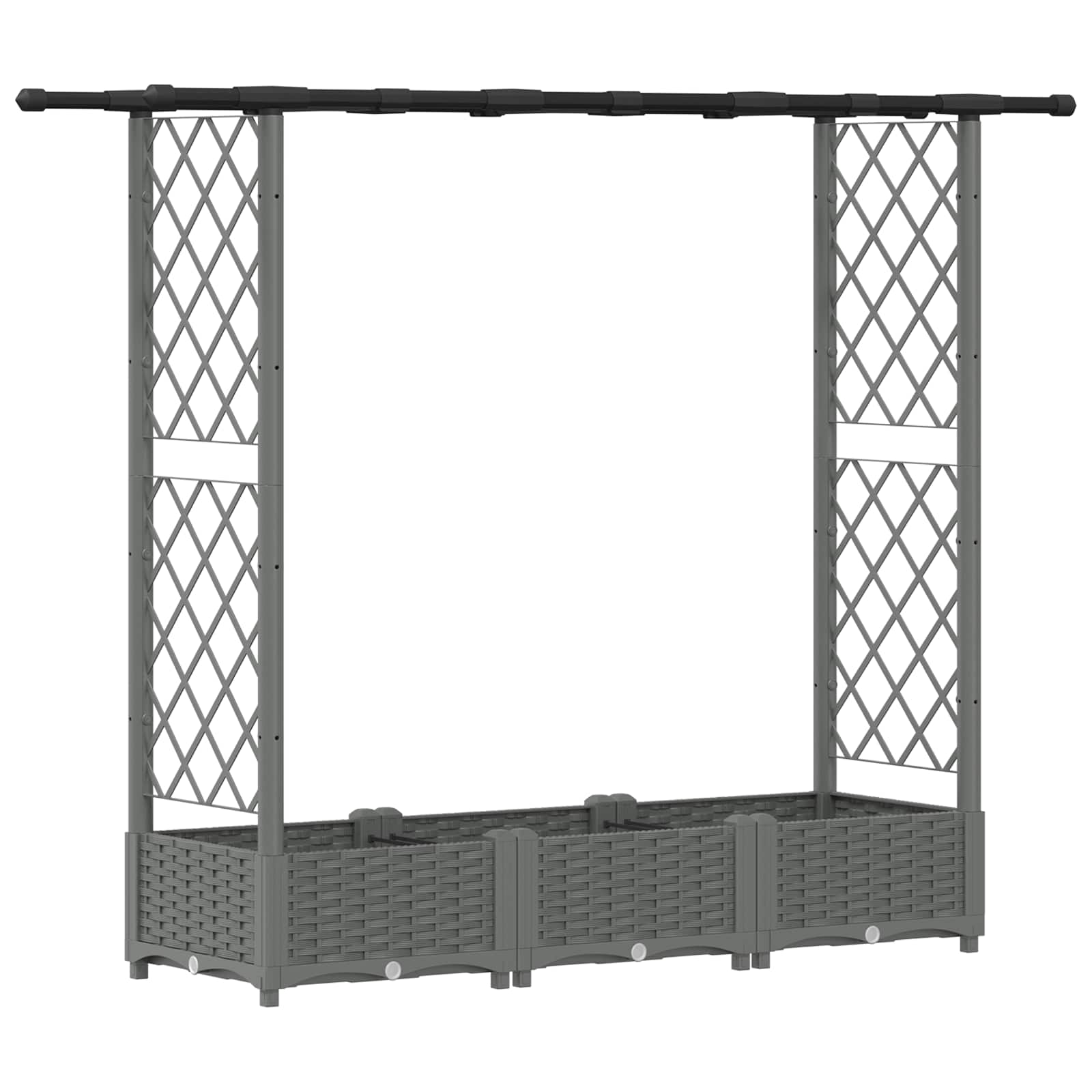 Verhoogd Bed met Trellis en Dak Lichtgrijs 164 x 40 x 123 cm PP image 2