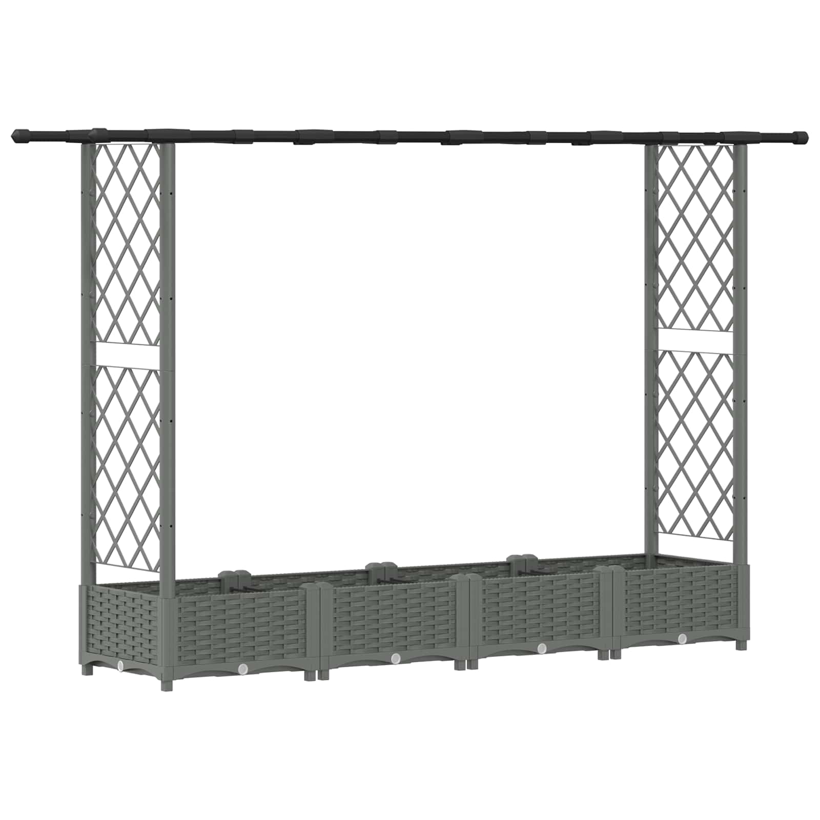 Verhoogd Bed met Trellis en Dak Lichtgrijs 203 x 40 x 121 cm PP image 2