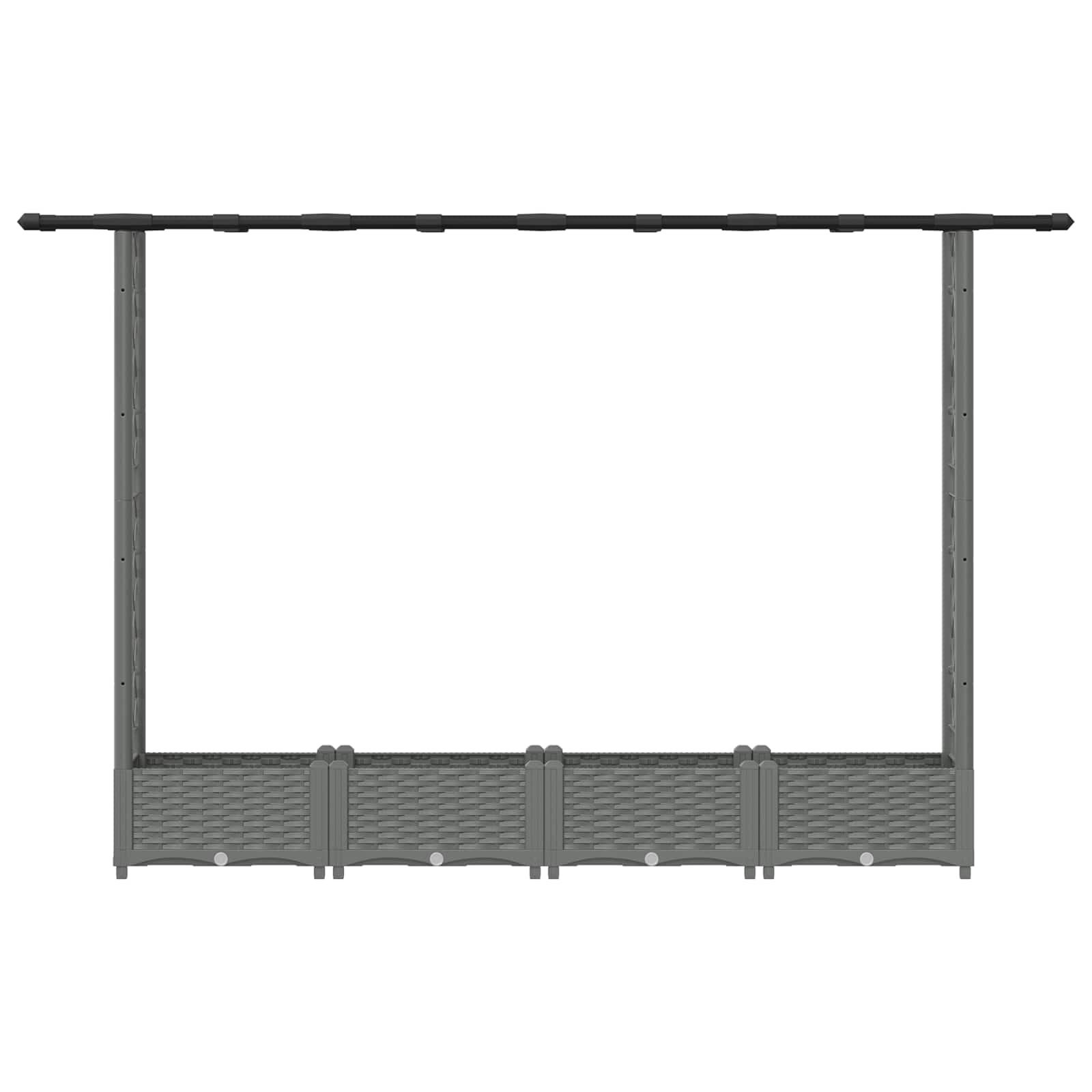 Verhoogd Bed met Trellis en Dak Lichtgrijs 203 x 40 x 121 cm PP image 4