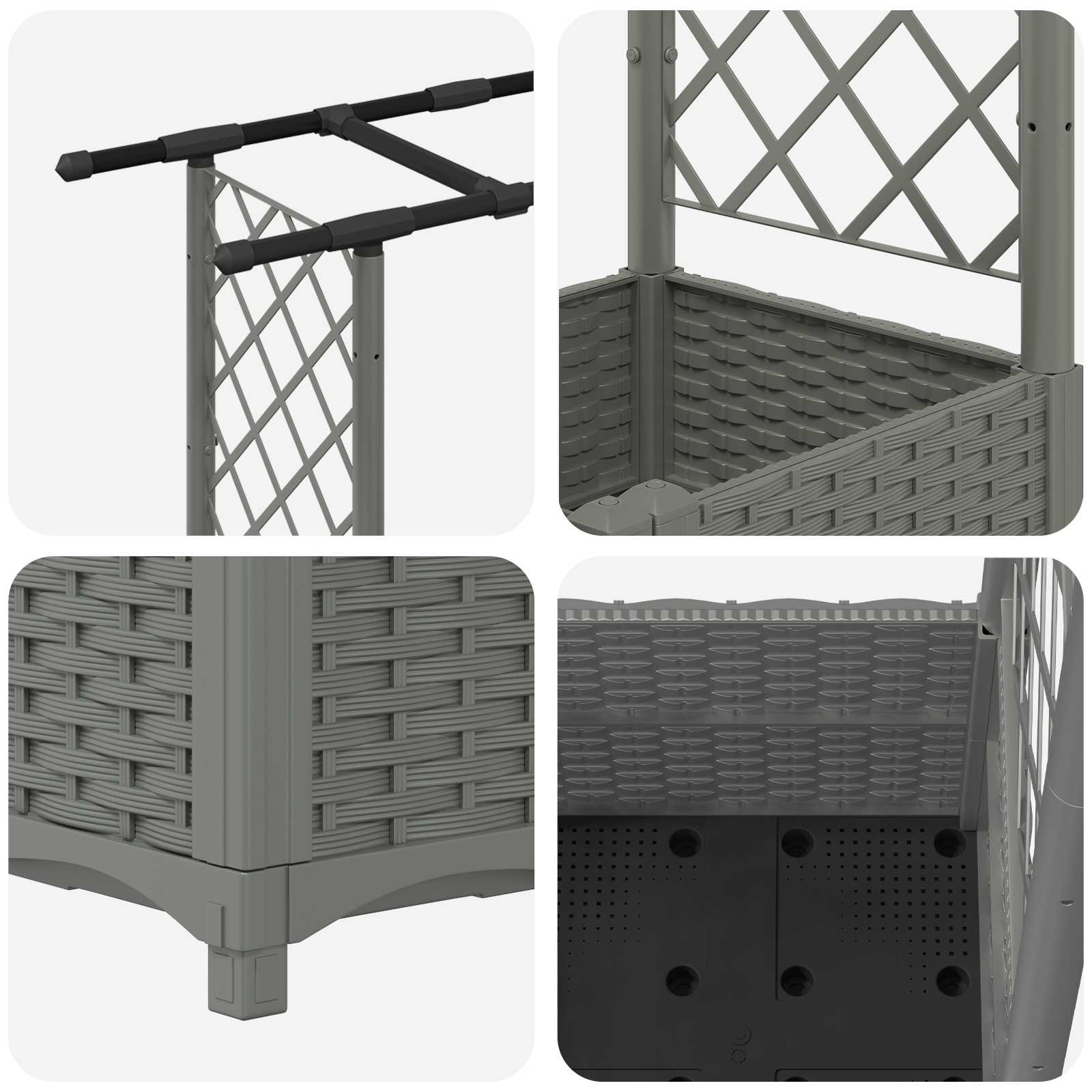 Verhoogd Bed met Trellis en Dak Lichtgrijs 124,5 x 40 x 138 cm image 6