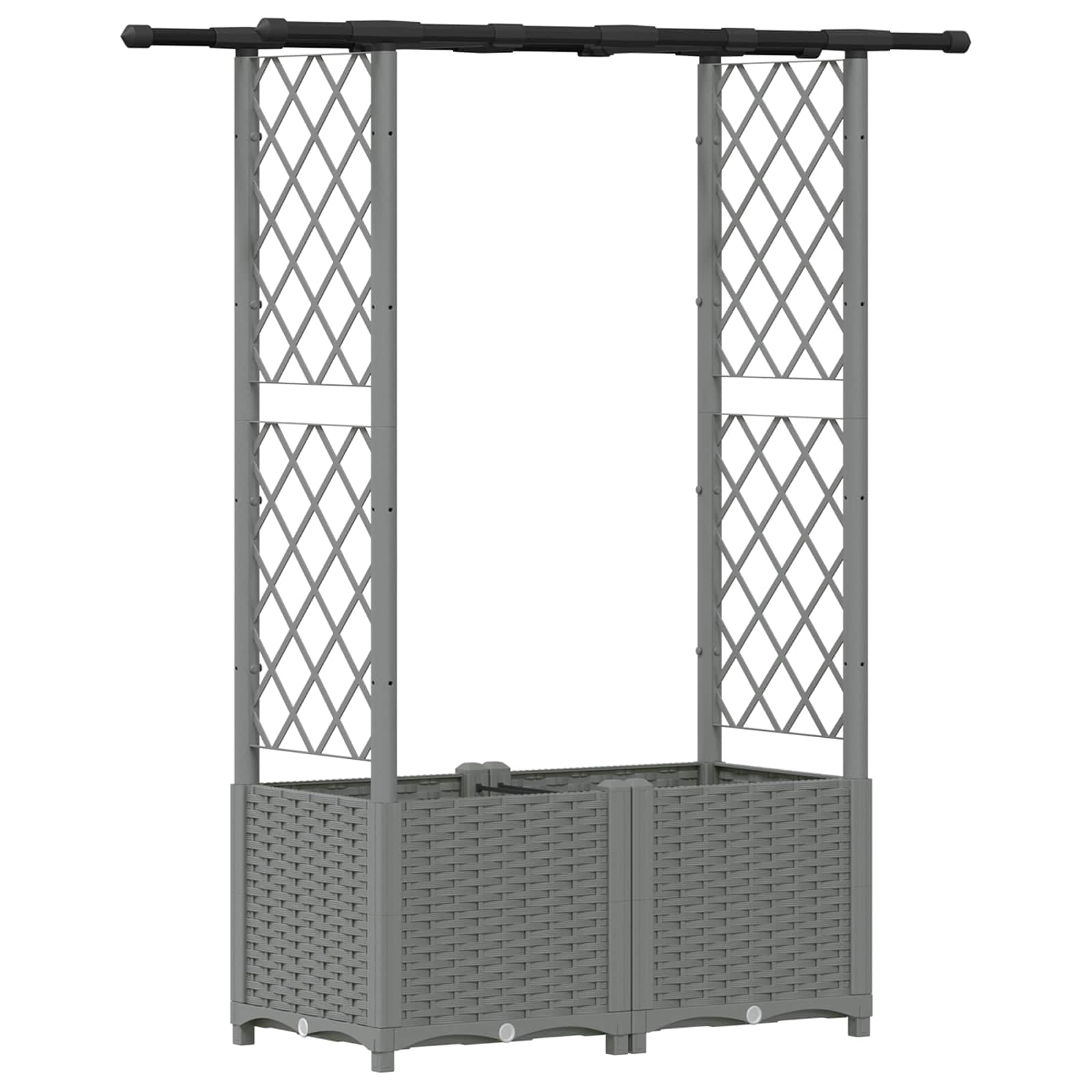 Verhoogd Bed met Trellis en Dak Lichtgrijs 124,5 x 40 x 138 cm image 2