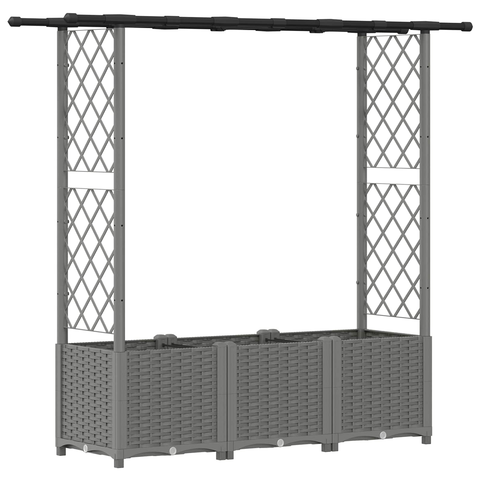 Verhoogd Bed met Trellis en Dak Lichtgrijs 162,5 x 40 x 136 cm image 2