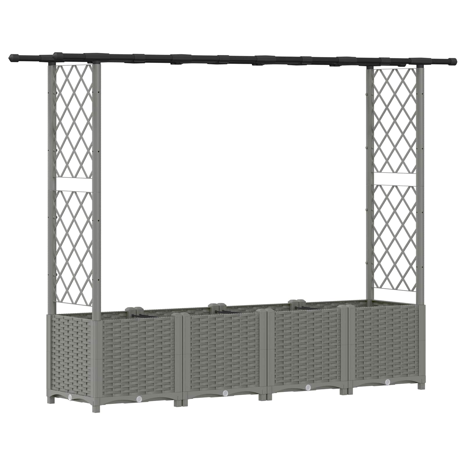 Verhoogd Bed met Trellis en Dak Lichtgrijs 203 x 40 x 136 cm PP image 2