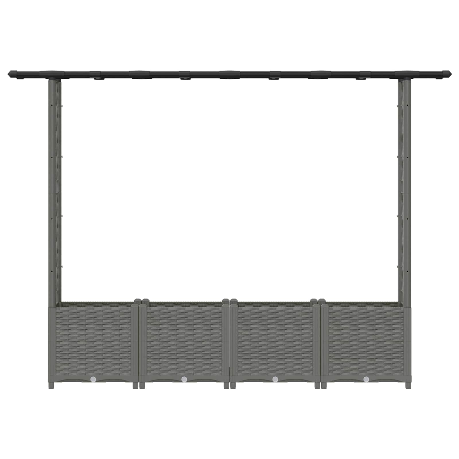 Verhoogd Bed met Trellis en Dak Lichtgrijs 203 x 40 x 136 cm PP image 4