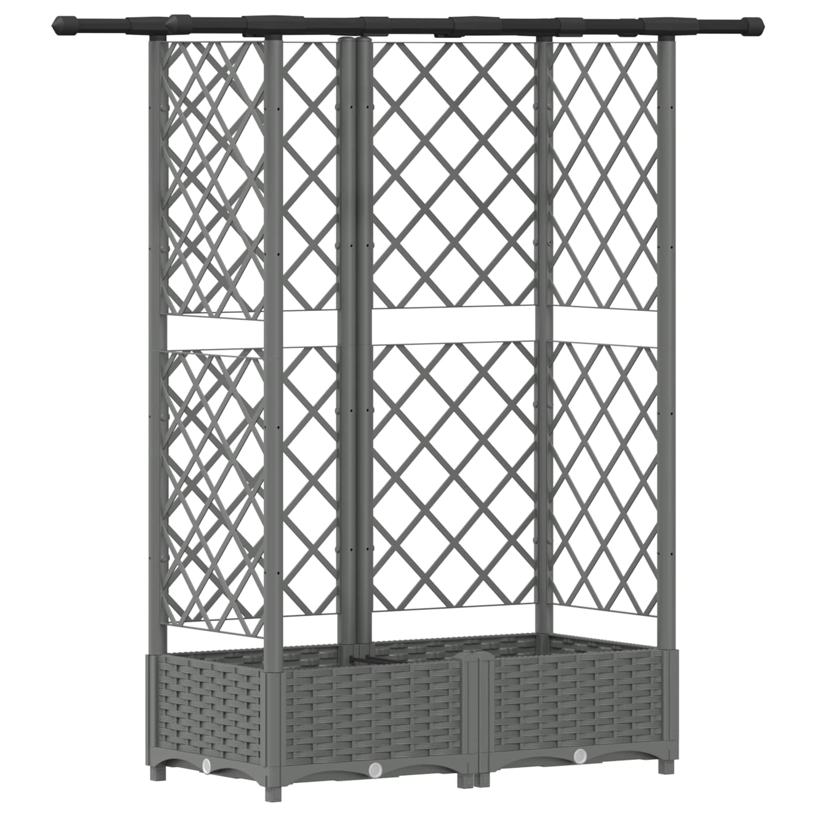 Verhoogd Bed met Trellis en Dak Lichtgrijs 124 x 40 x 121 cm PP image 2