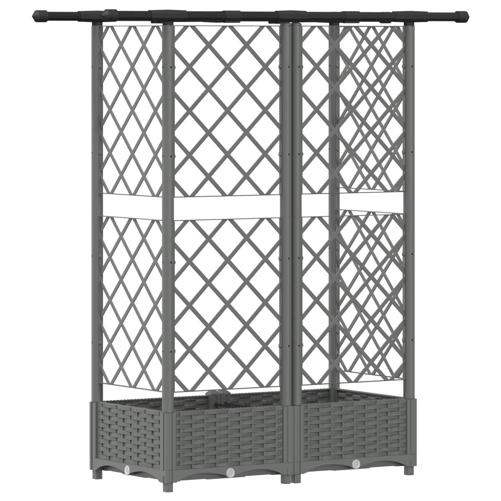 Verhoogd Bed met Trellis en Dak Lichtgrijs 124 x 40 x 121 cm PP image 5