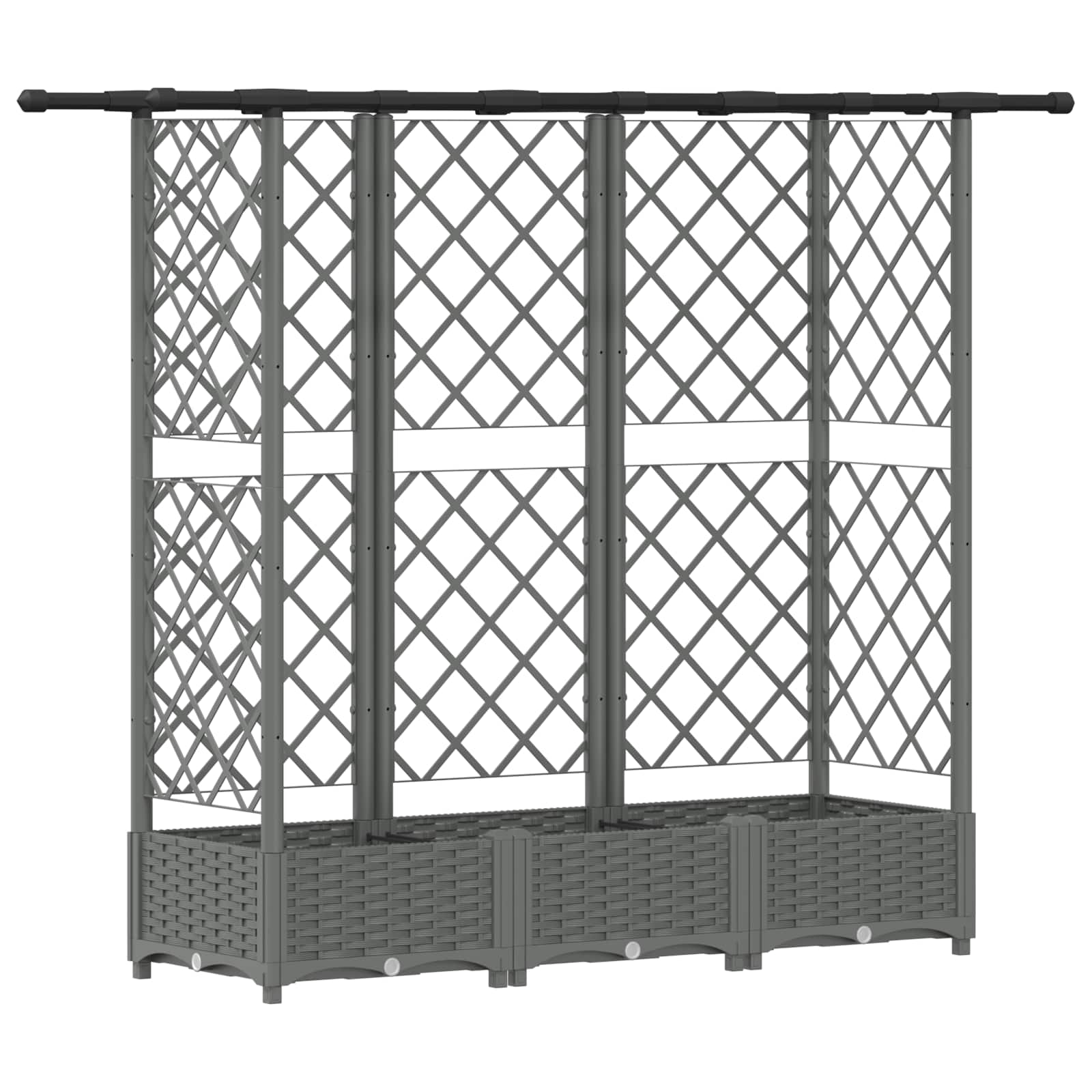 Verhoogd Bed met Trellis en Dak Lichtgrijs 164 x 40 x 121 cm PP image 2