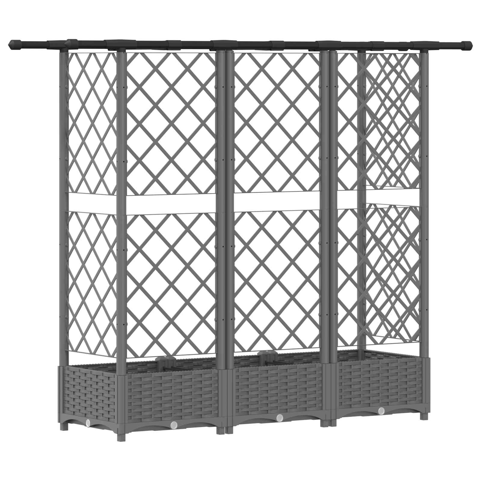 Verhoogd Bed met Trellis en Dak Lichtgrijs 164 x 40 x 121 cm PP image 5