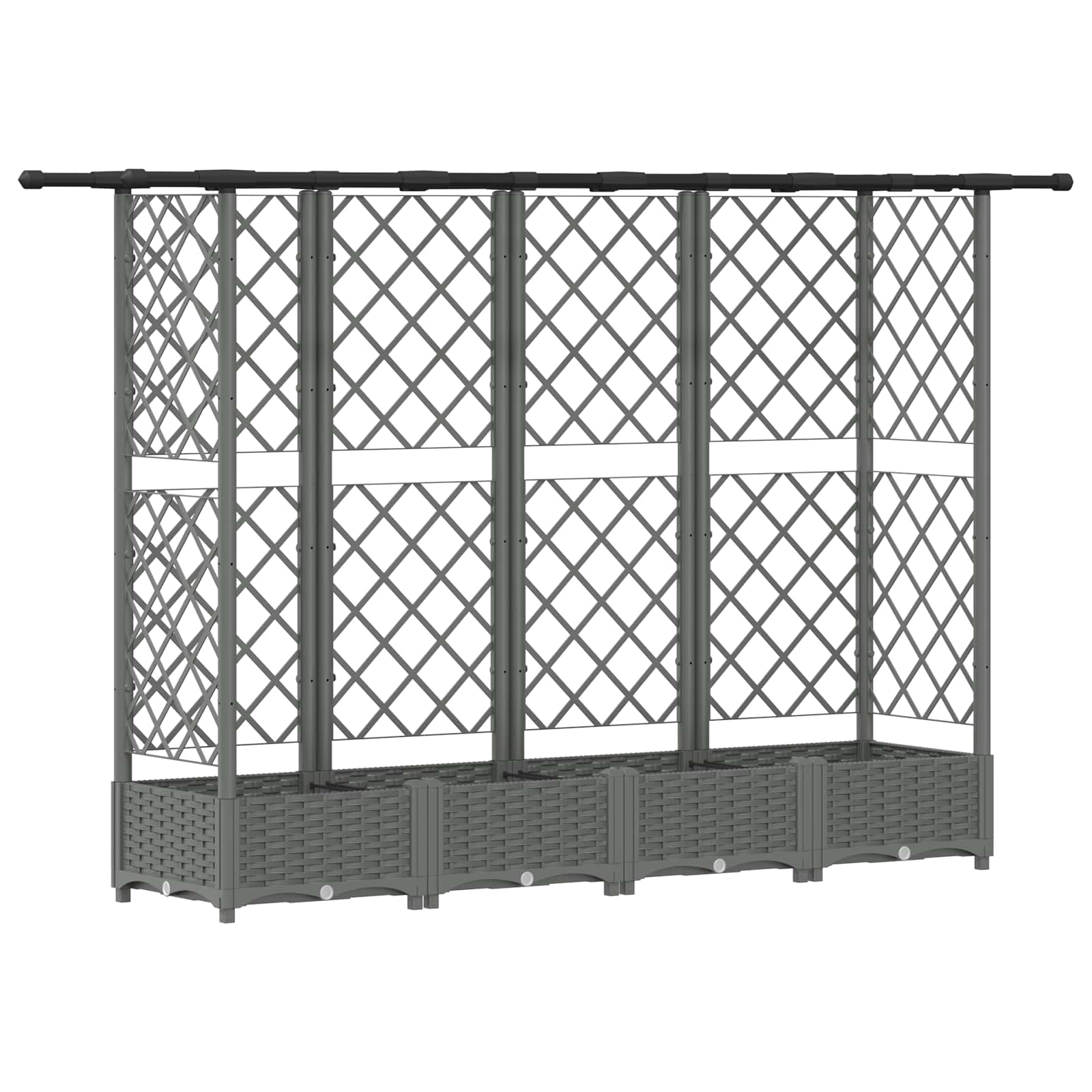 Verhoogd Bed met Trellis en Dak Lichtgrijs 202,5 x 40 x 121 cm image 2