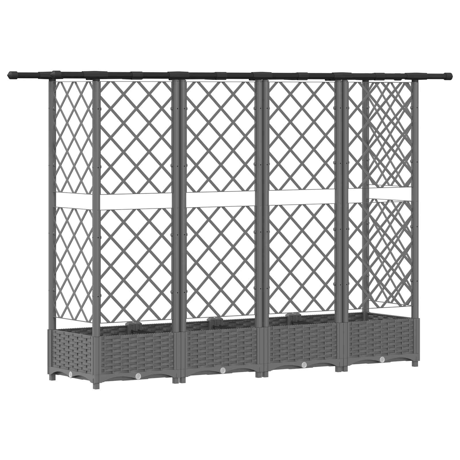 Verhoogd Bed met Trellis en Dak Lichtgrijs 202,5 x 40 x 121 cm image 5