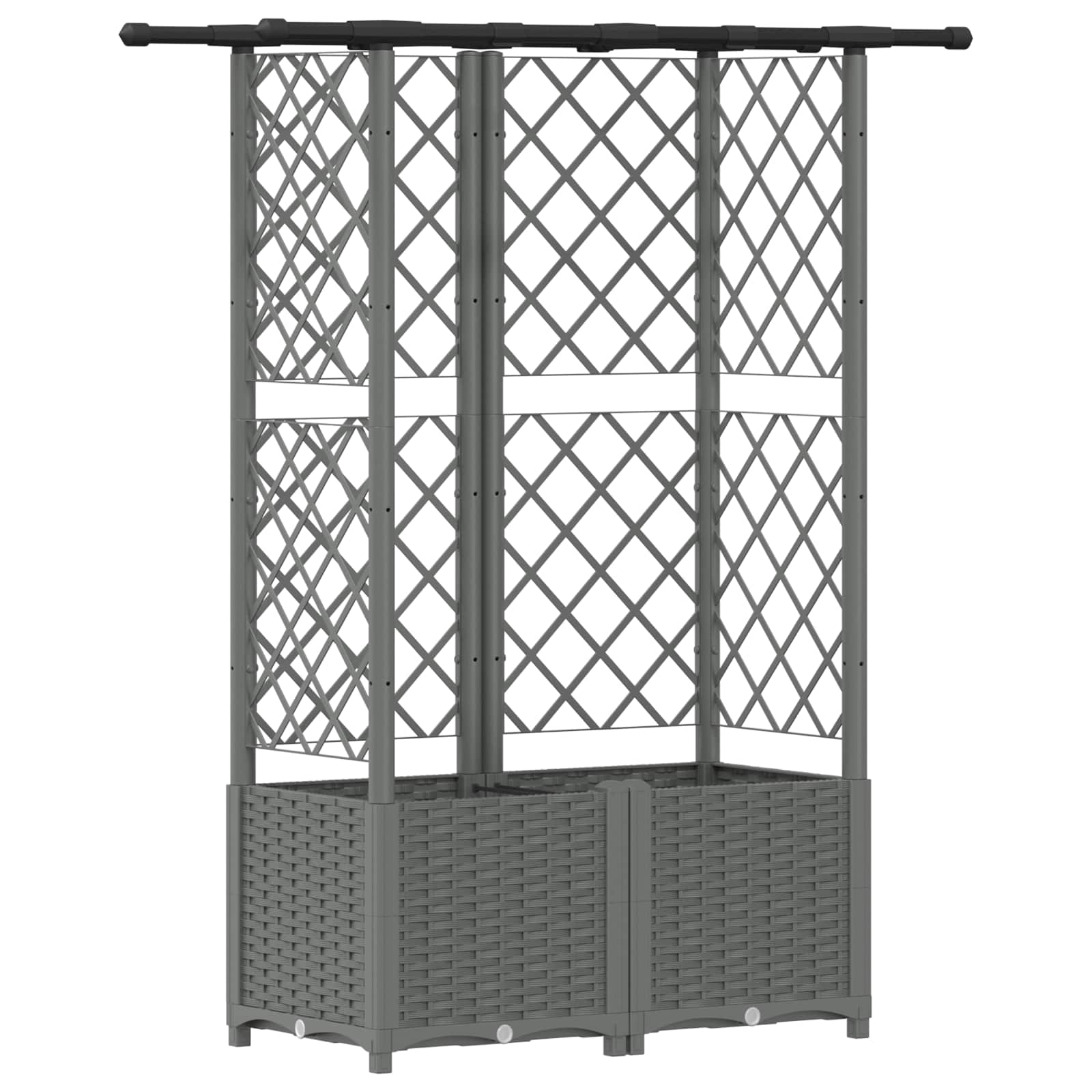 Verhoogd Bed met Trellis en Dak Lichtgrijs 124 x 40 x 136 cm PP image 2