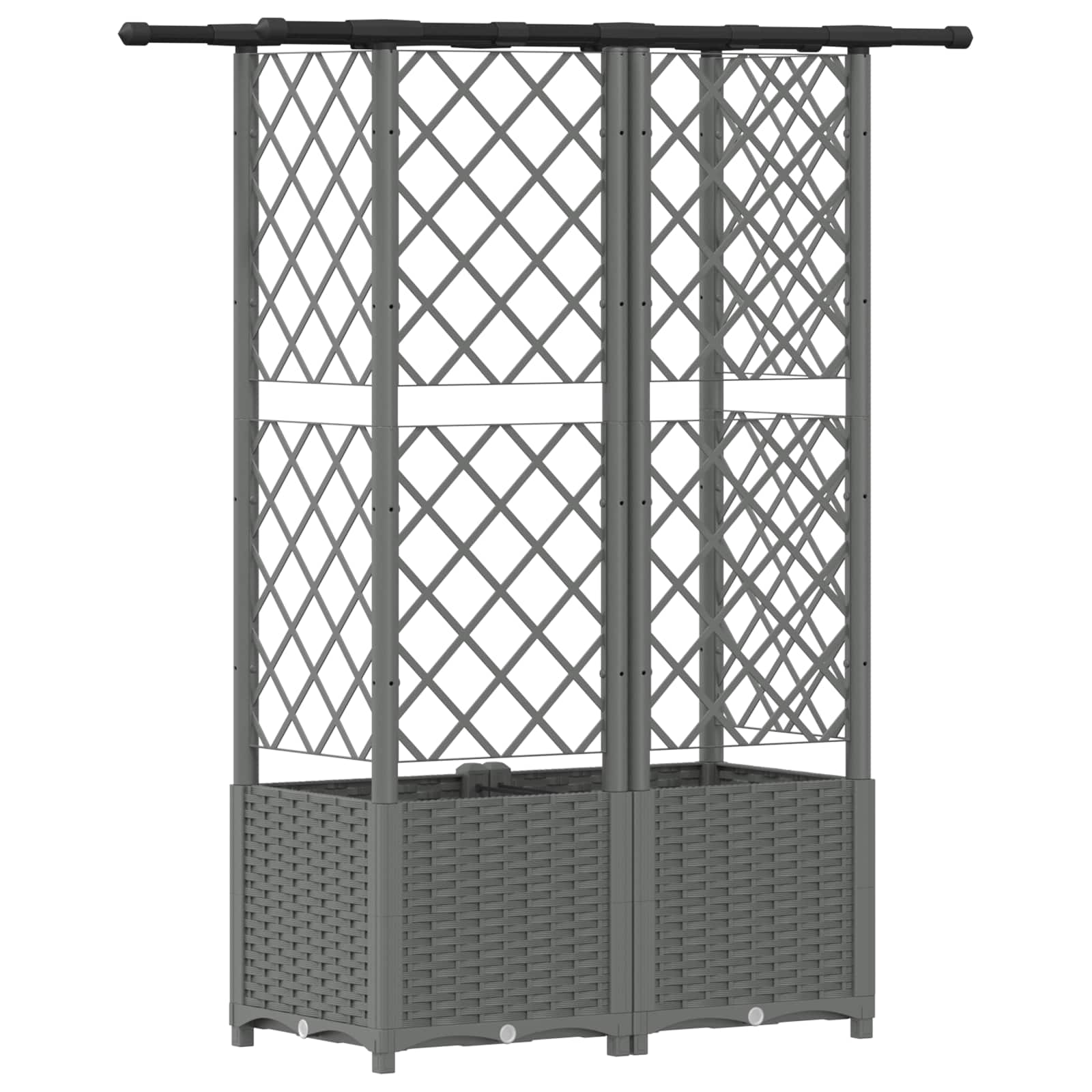 Verhoogd Bed met Trellis en Dak Lichtgrijs 124 x 40 x 136 cm PP image 5