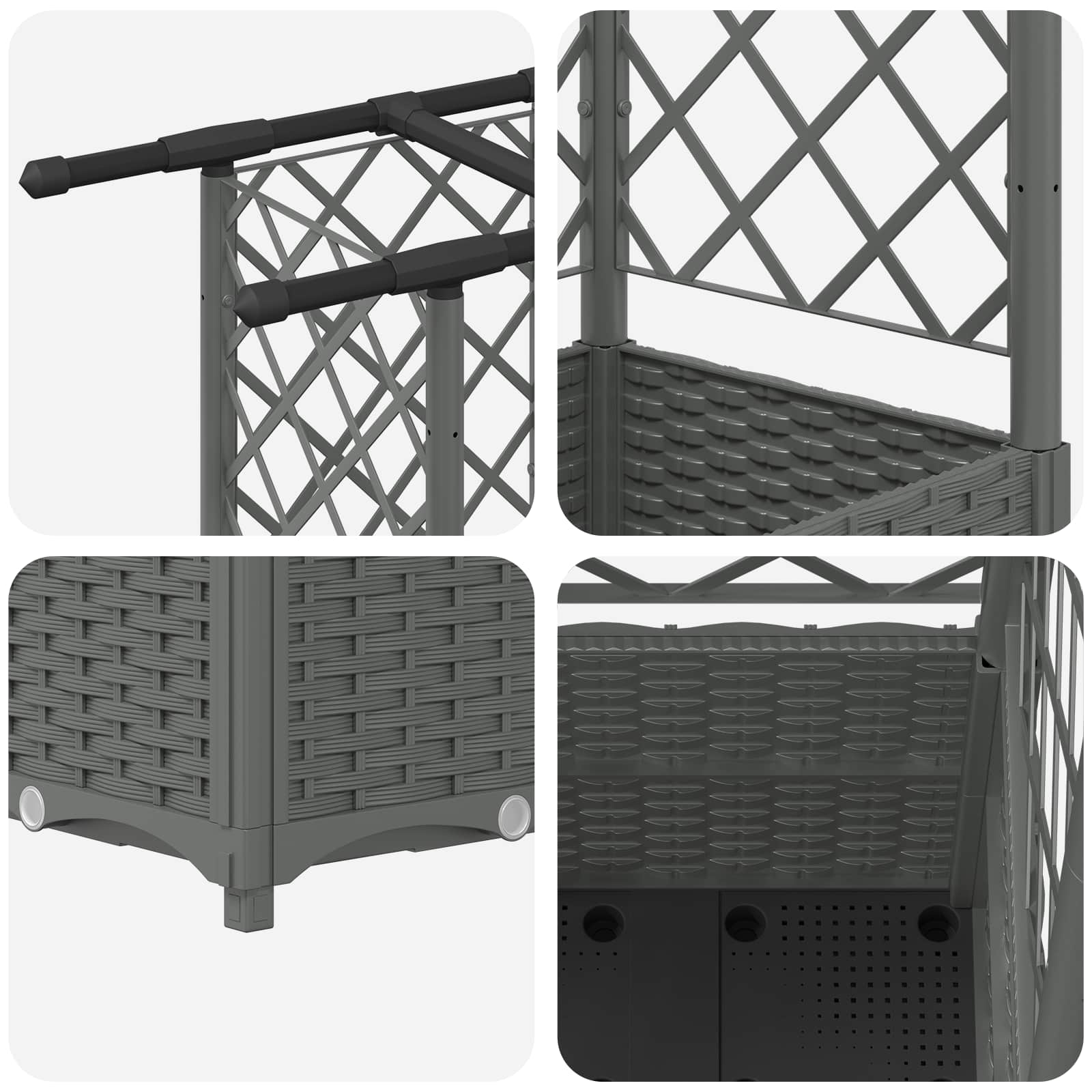 Verhoogd Bed met Trellis en Dak Lichtgrijs 163,5 x 40 x 136 cm image 6