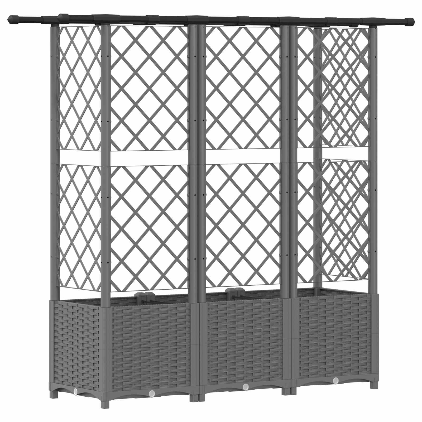 Verhoogd Bed met Trellis en Dak Lichtgrijs 163,5 x 40 x 136 cm image 5