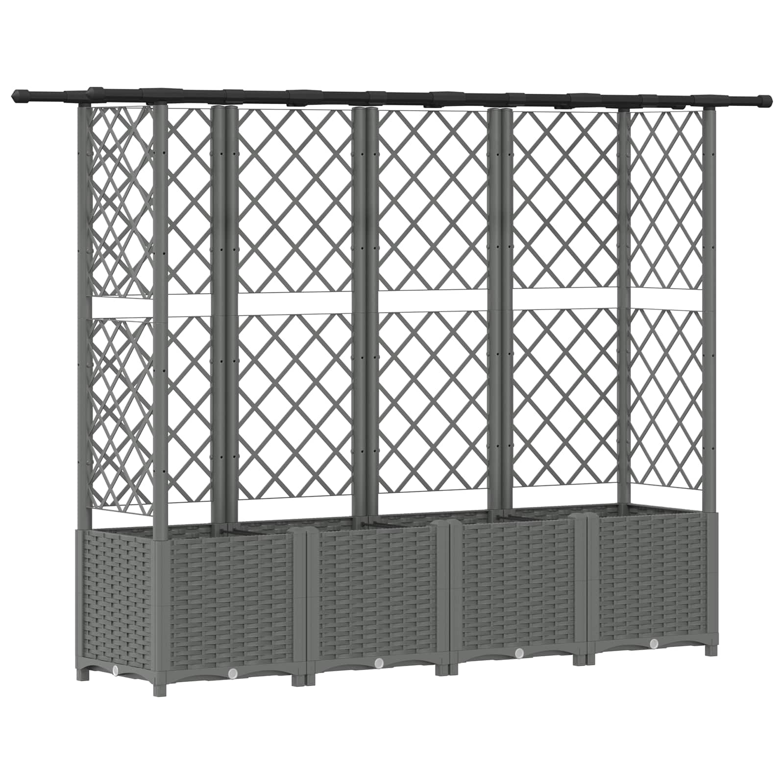 Verhoogd Bed met Trellis en Dak Lichtgrijs 202 x 40 x 136 cm PP image 2