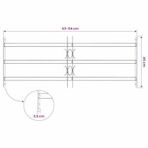 Bezpečnostní mříž na okna se 3 příčkami 3 pcs 63-114 cm - obrázek 7