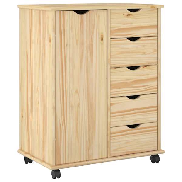 vidaXL Rattaga kapp 63,5 x 39 x 79 cm Kindel m&auml;nnipuidust Pruun