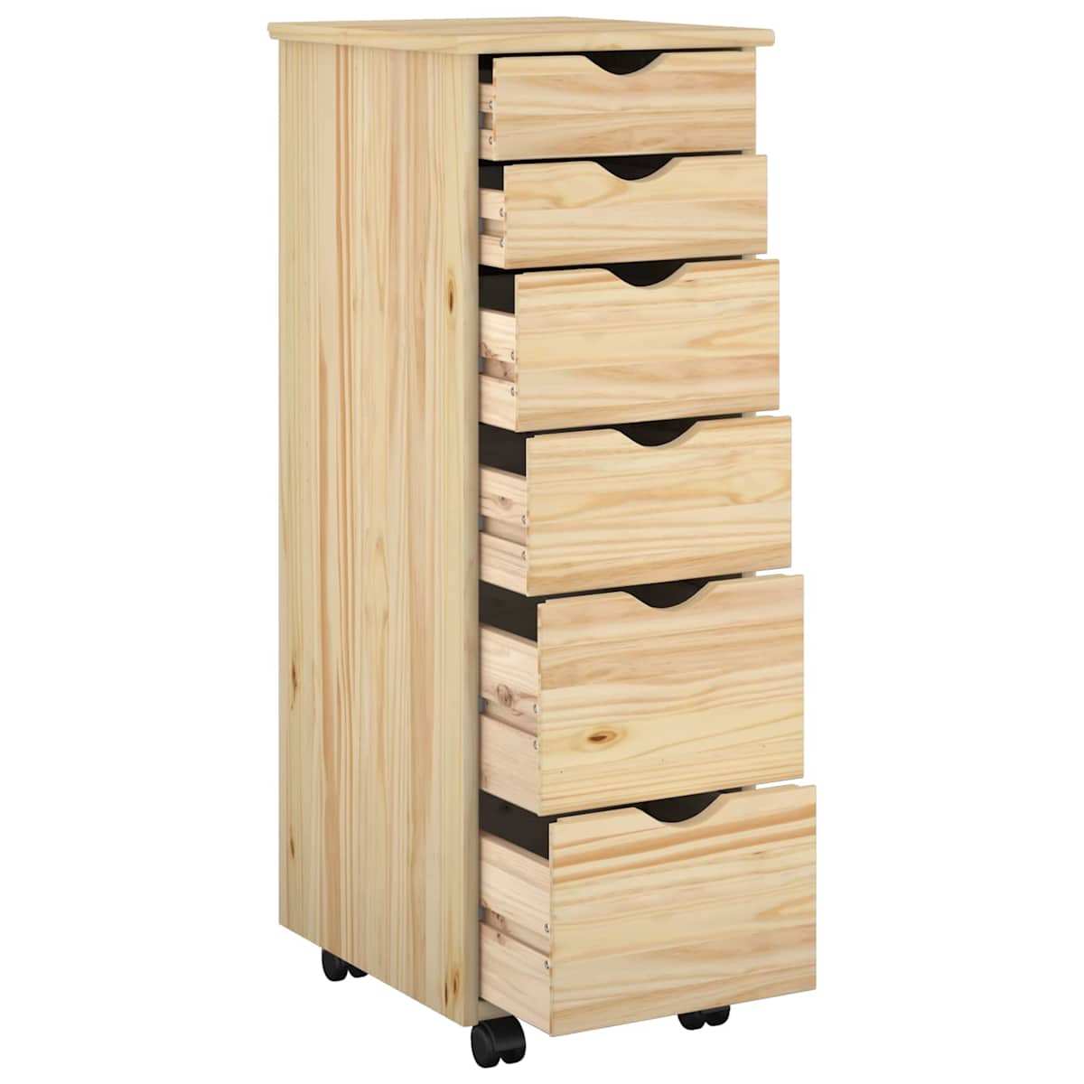 Rullende skab 34 x 39 x 93,5 cm Massivt fyrretræ - Billede 3