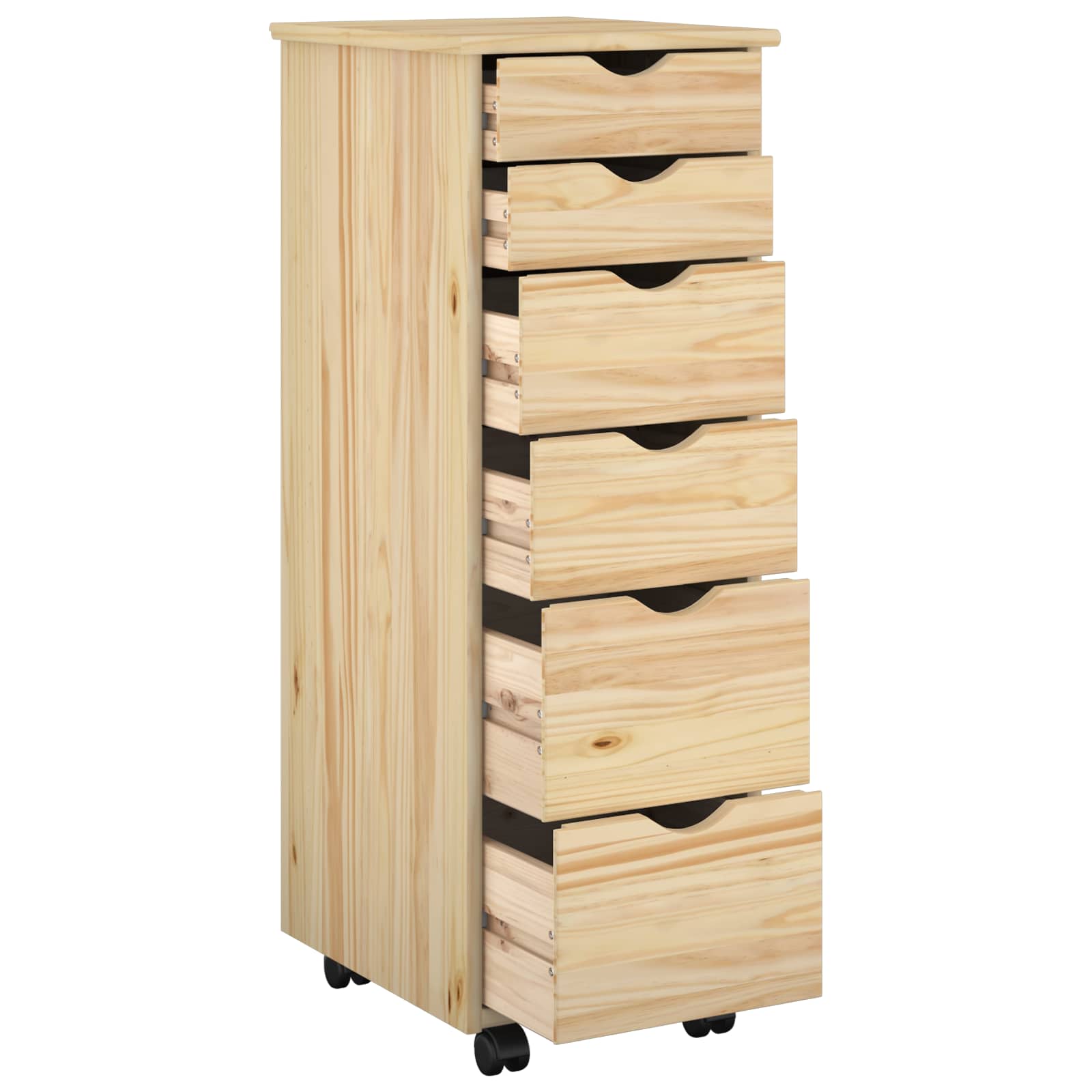 Rolling Kast met wiel Bruin 34 x 39 x 93,5 cm Massief Vurenhout image 3