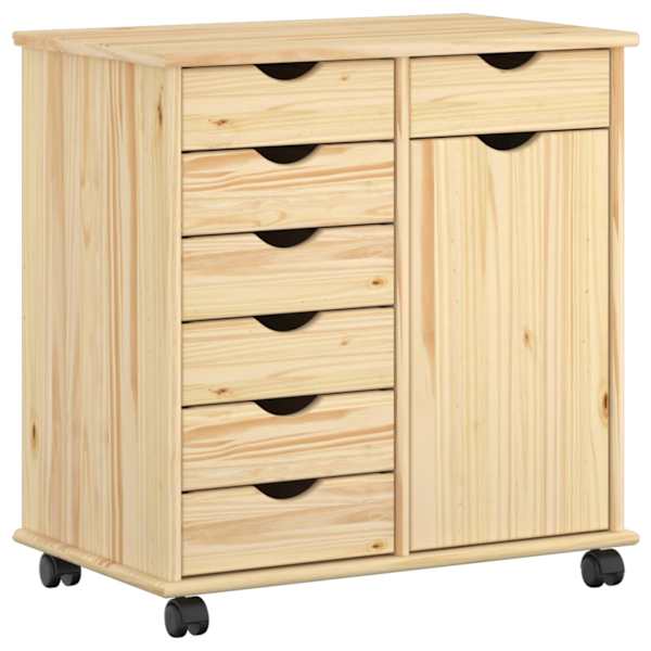 vidaXL Rattaga kapp 63,5 x 39 x 65,5 cm Kindel m&auml;nnipuidust Pruun