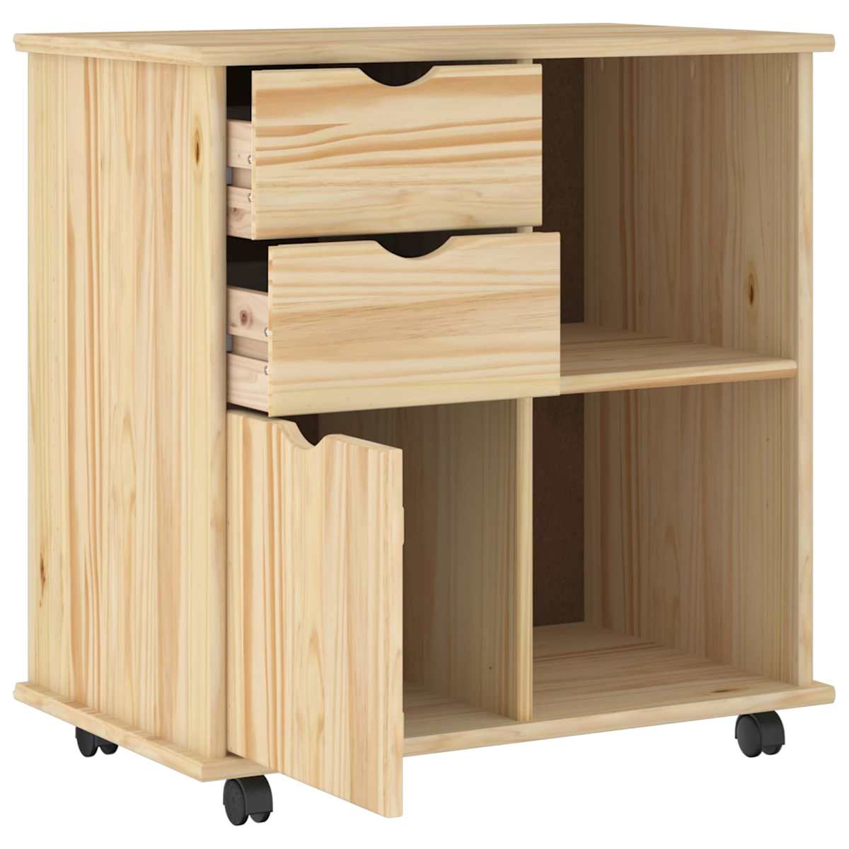 Rullende skab 63,5 x 39 x 65,5 cm Massivt fyrretræ - Billede 3