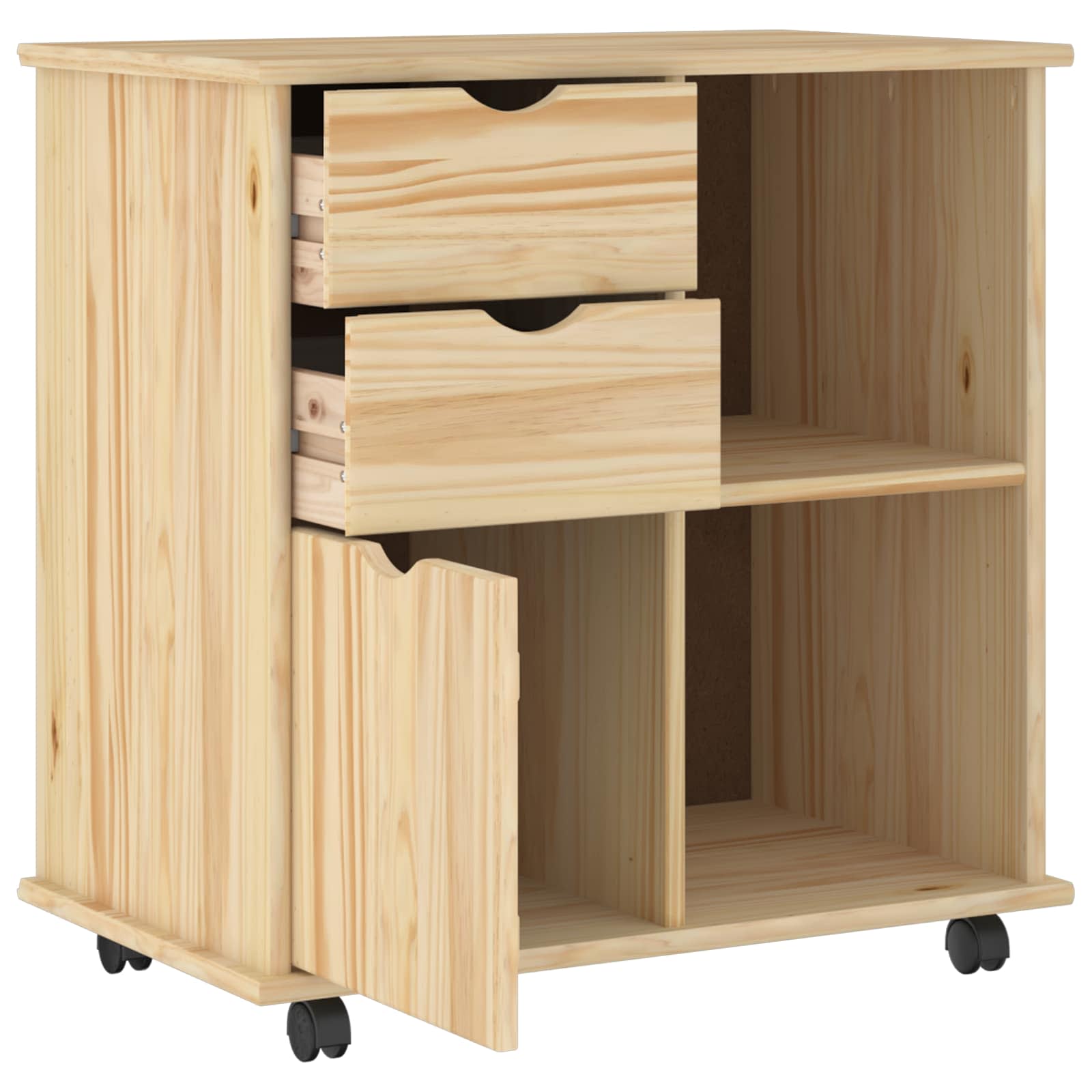 Rolling Kast Bruin 63,5 x 39 x 65,5 cm Massief Vurenhout image 3