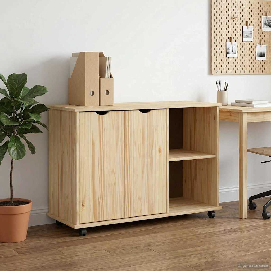 Rolling Kast Bruin 100 x 39 x 65,5 cm Massief Vurenhout image 1