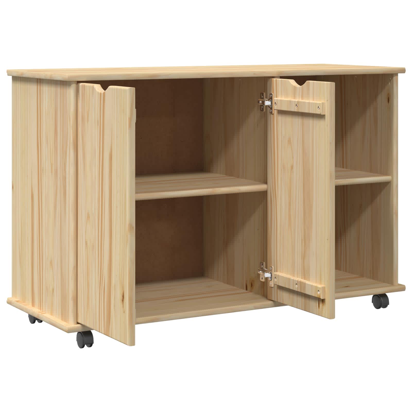 Rolling Kast Bruin 100 x 39 x 65,5 cm Massief Vurenhout image 3