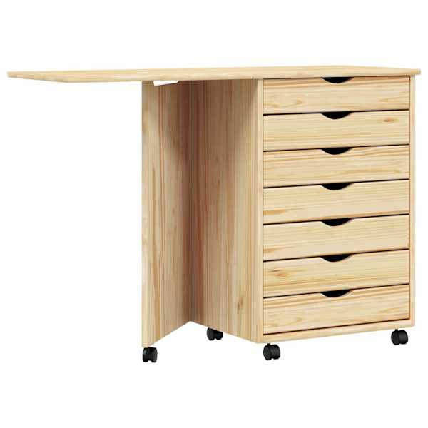 vidaXL Rullkast koos lauaga MOSS Selge lakk 105,5 x 39 x 74,5 cm