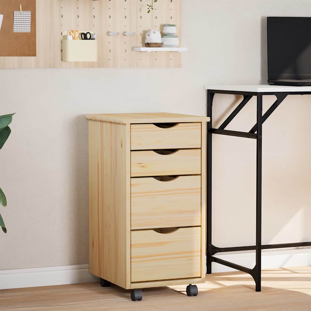 Rulleskab med skrivebord MOSS 34 x 39 x 65,5 cm Klar lak