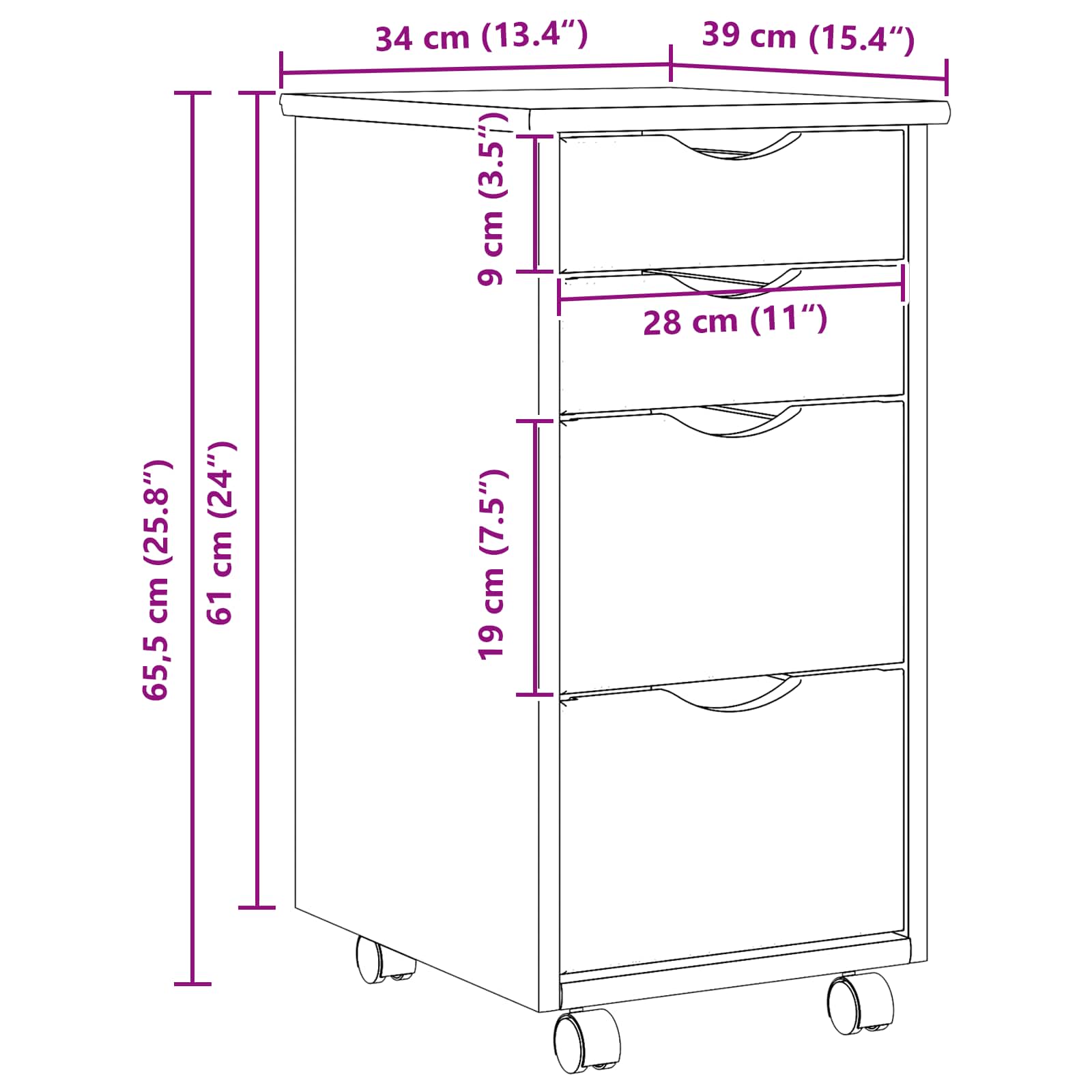 Mobilna omarica s pisalno mizo MOSS Jasen lak 34 x 39 x 65,5 cm - slika 10