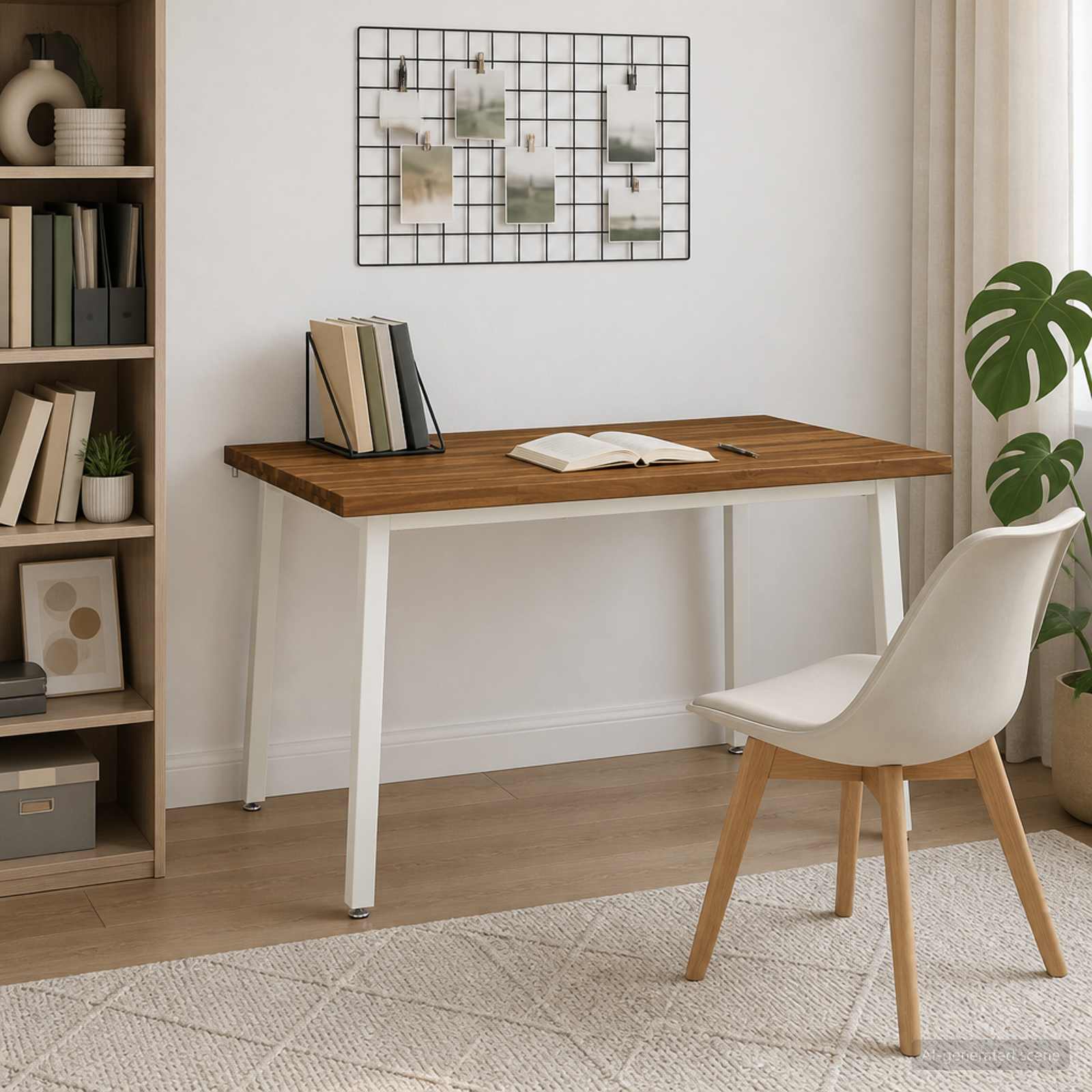 vidaXL 120 x 70 x 75 cm Massivt Akaciatr&auml; Naturlig och vit Rektangul&auml;r