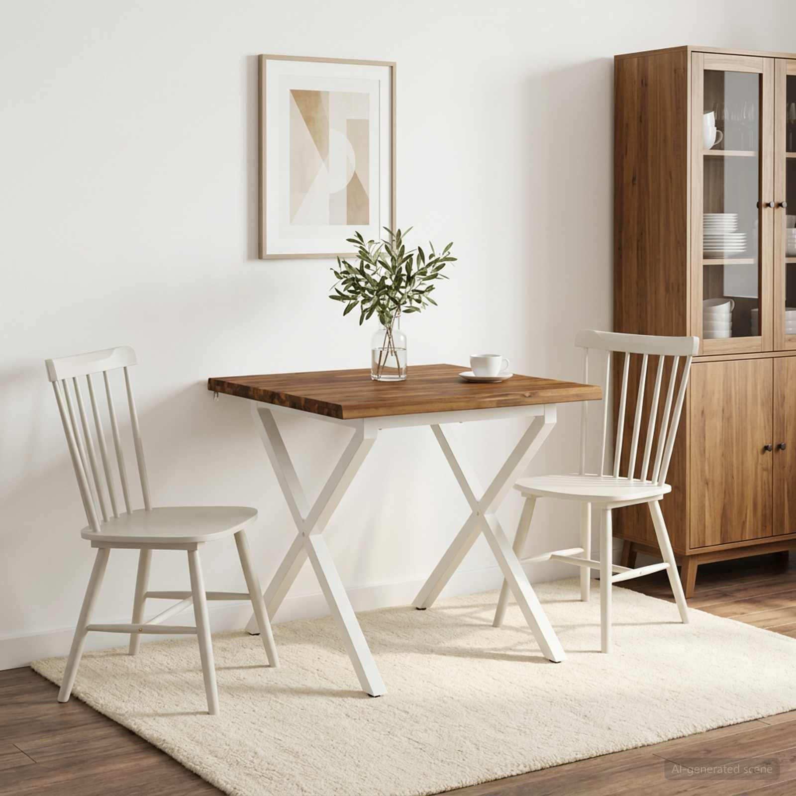 vidaXL 80 x 80 x 75 cm Solid akasietre Naturlig og Hvit Torget