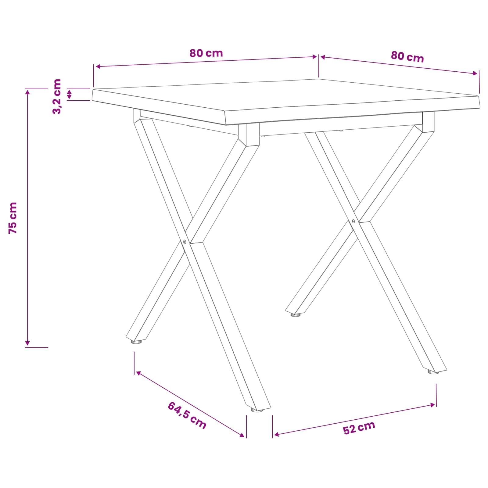 vidaXL Live Edge Esstisch 80 x 80 x 75 cm Massivholz Akazie – Bild 9
