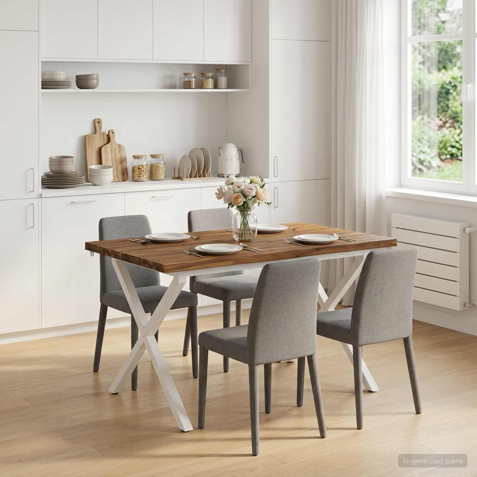 vidaXL Spisebord med levende kant 120 x 80 x 75 cm Solid akasietre
