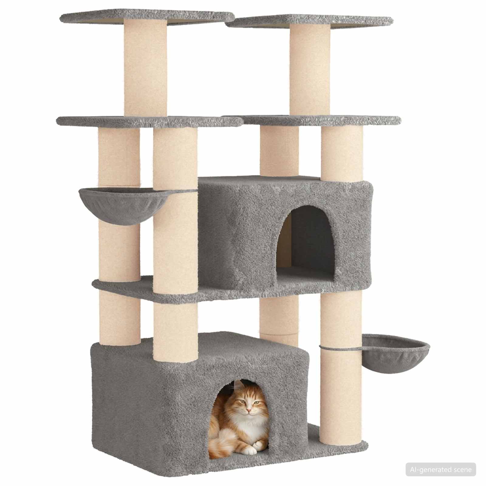 Kattenboom met sisal krabpalen 2 st Lichtgrijs 147 cm image 3