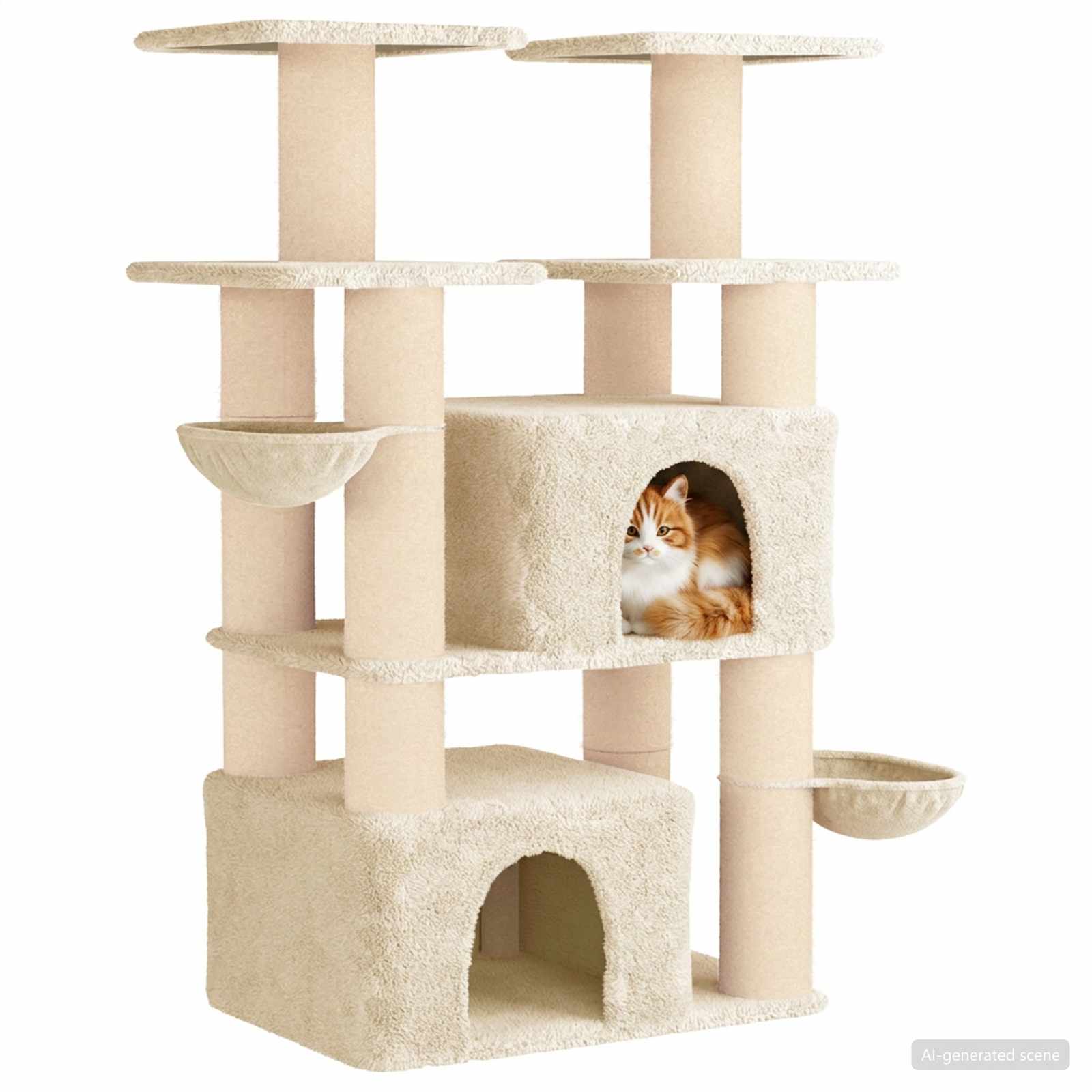 Kattenboom met sisal krabpalen 2 st Crèmekleurig 147 cm image 3