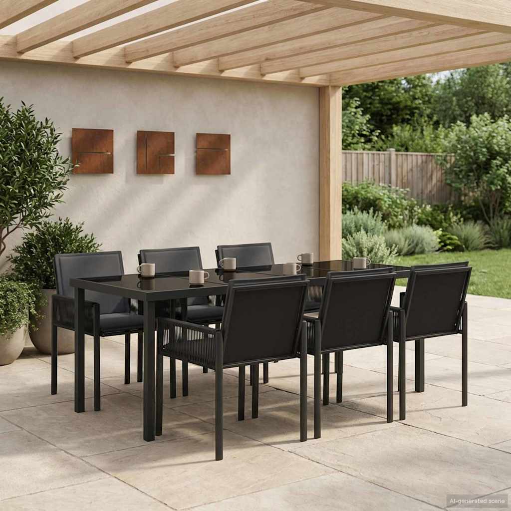 vidaXL Garten Essgruppe 19 stk. Schwarz Poly-Rattan