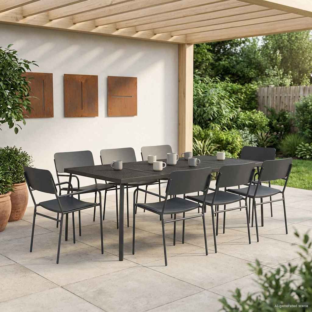 vidaXL Essgruppe 9 stk. Anthrazit Stahl