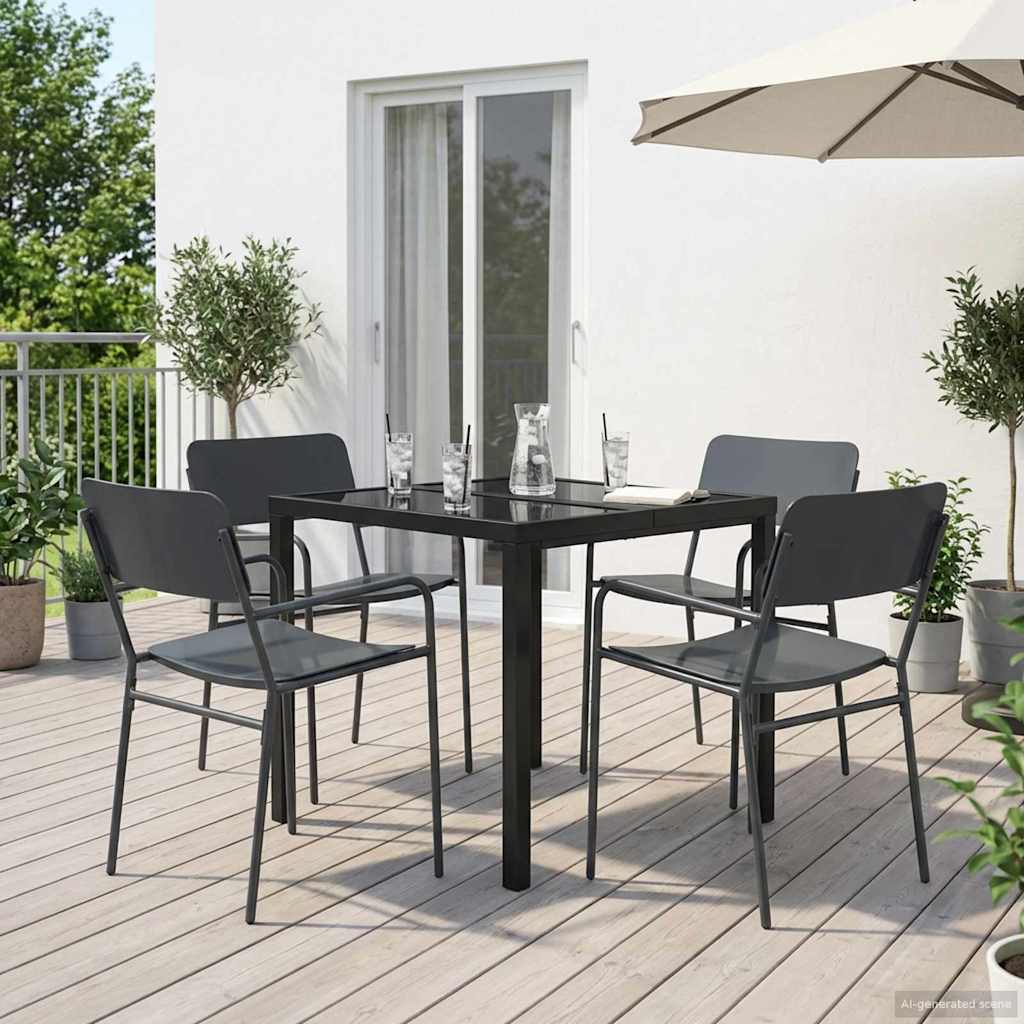 vidaXL Buitenmeubelset 5 st Antracietkleurig Staal