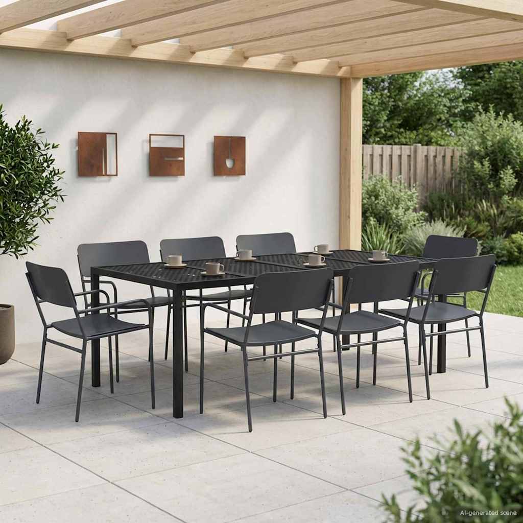 vidaXL Gartenmöbel Set 9 stk. Anthrazit Stahl