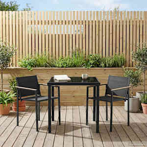 Zunanji pohištveni set 3 pcs Črna in anthracit 80 x 80 x 73 cm