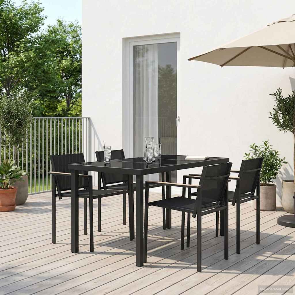 vidaXL Gartenmöbel Set 5 pcs Schwarz und Anthrazit 140 x 70 x 73 cm