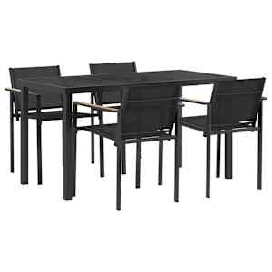 Sada venkovního nábytku 5 pcs Černá a Antracit 140 x 70 x 73 cm - obrázek 2