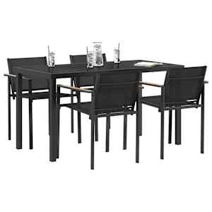 Sada venkovního nábytku 5 pcs Černá a Antracit 140 x 70 x 73 cm - obrázek 3