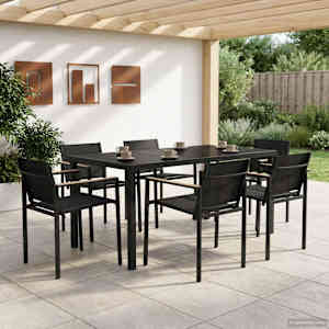 Zunanji pohištveni set 7 pcs Črna in anthracit 160 x 80 x 73 cm