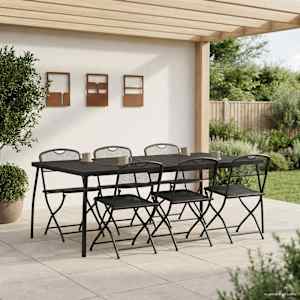 Zunanji pohištveni set 7 pcs Antracit Železo in Jeklo